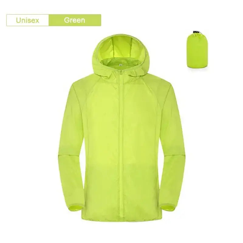 Unisex Green Affordable Rain Gear Jacket with Lightweight Design for Fishing and Outdoor Activities