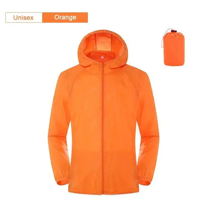 Unisex orange affordable rain gear jacket designed for fishing and outdoor activities