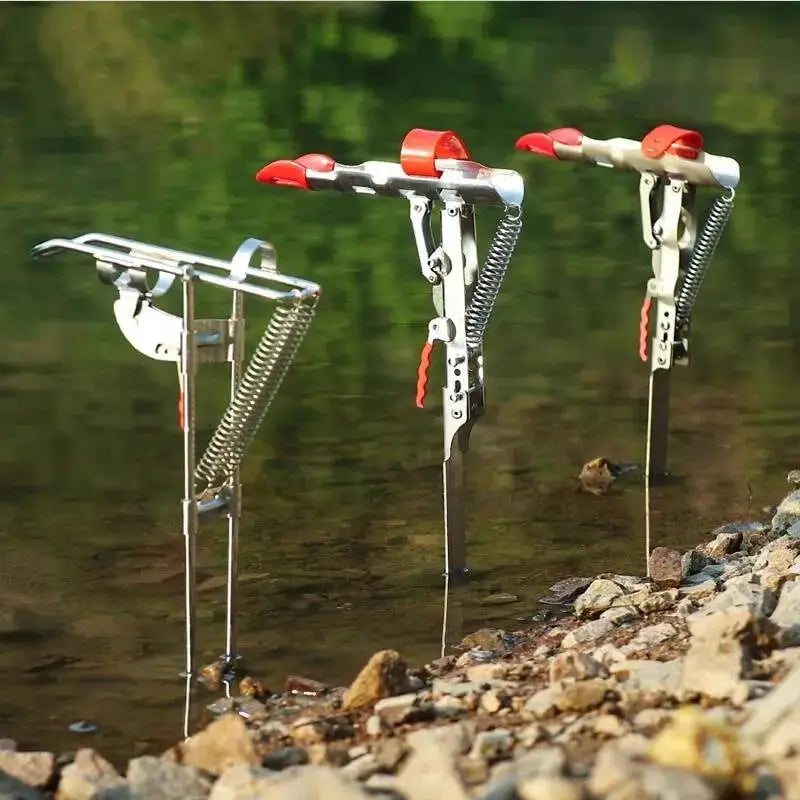 Three automatic fishing rod holders designed for hands-free fishing convenience by The Fishing Gear Shop