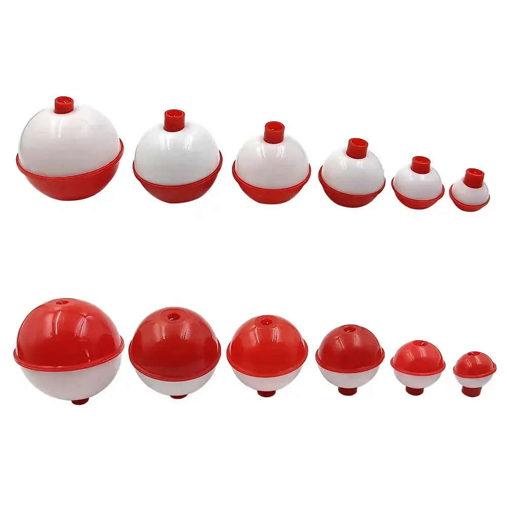 Set of easy attach fishing bobbers in various sizes for convenient fishing use