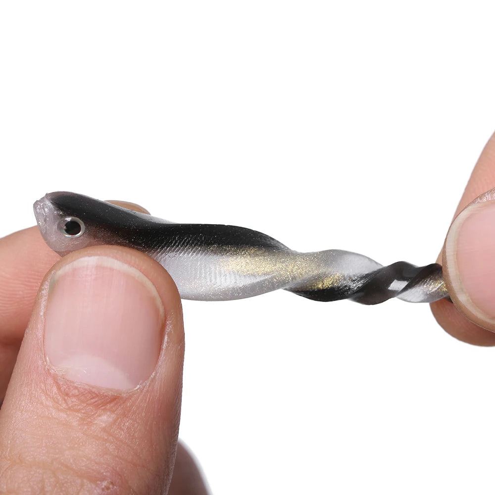 Hand holding a realistic 10 piece fishing lures set designed for effective freshwater fishing