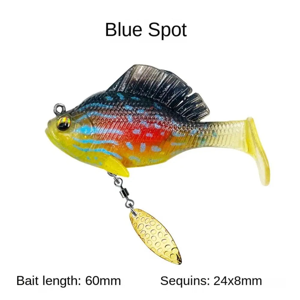 Blue Spot dark sleeper fishing lures with vibrant colors and spinning sequins for effective fishing