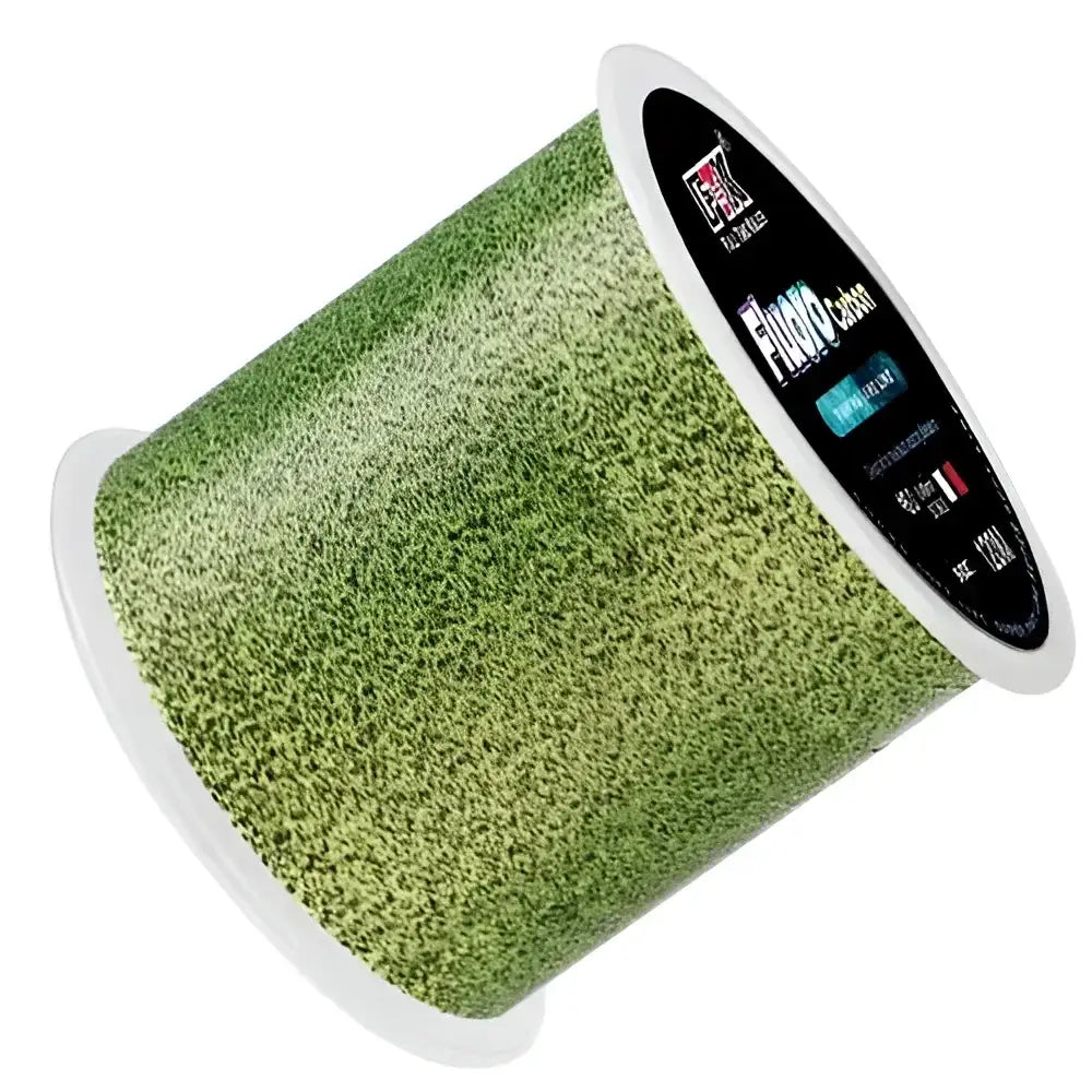 High-performance fluorocarbon fishing line in green color for improved casting and durability