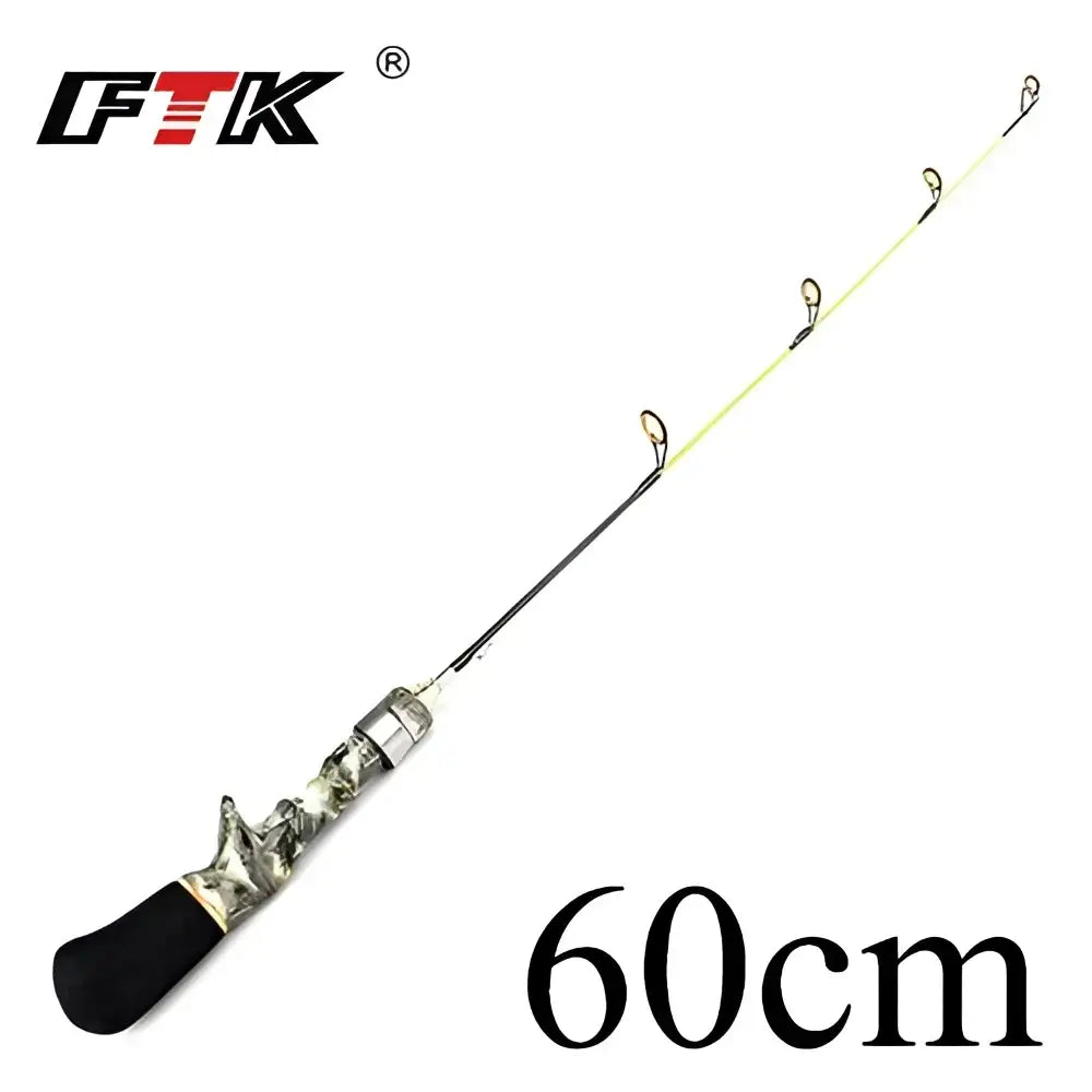Fisherman holding a 60cm Ice Fishing Rod and Reel Combo with a comfortable grip for winter fishing adventures