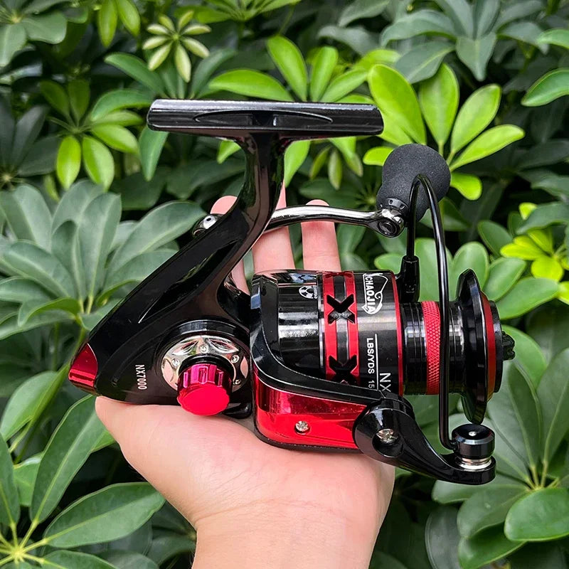 High performance fishing reel in a hand, designed for smooth casting and durability