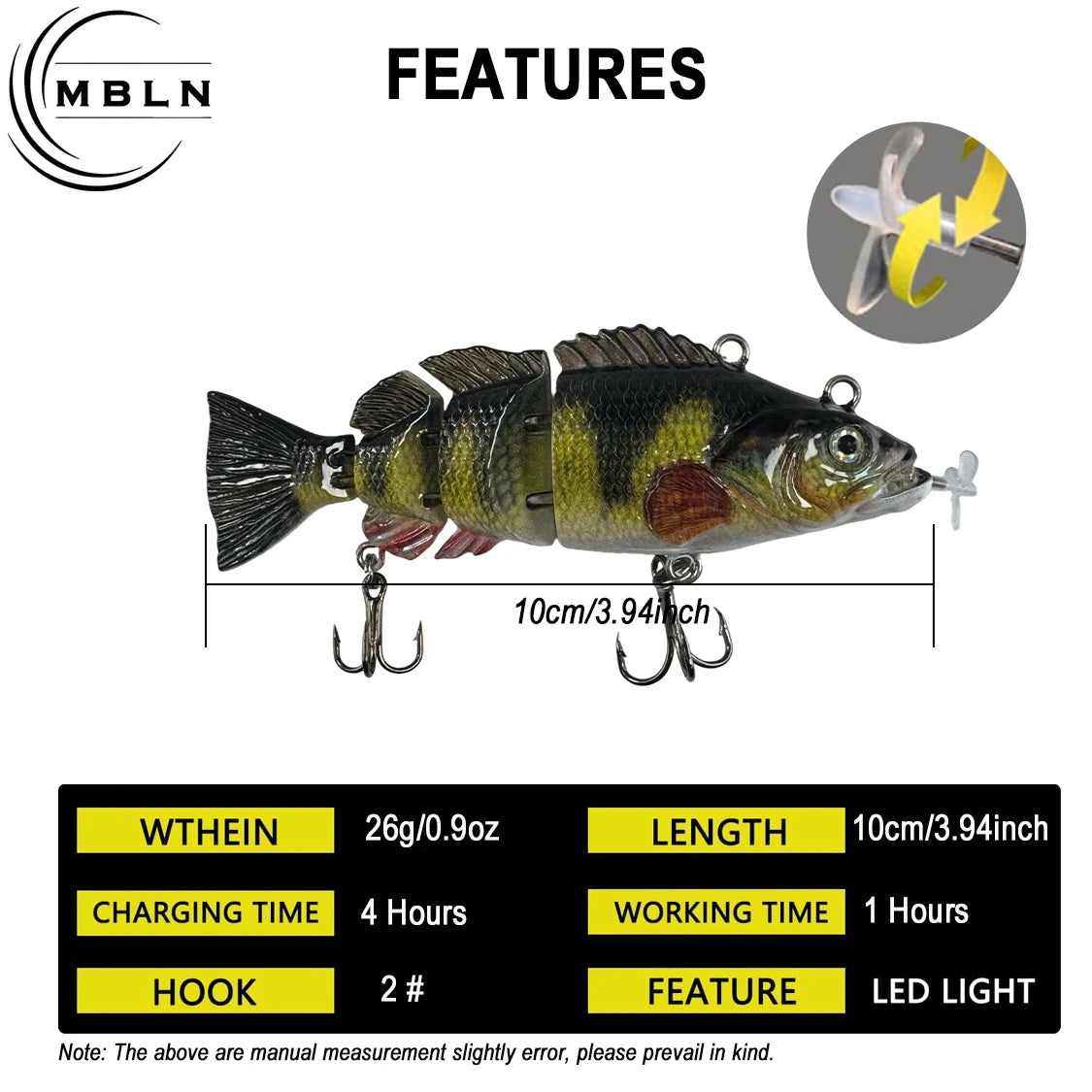 Auto swimming fishing lure for bass with LED light and 10cm length from The Fishing Gear Shop