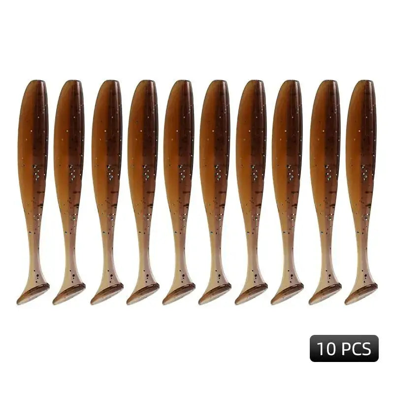 Ten Meredith Easy Shiner lures in brown for effective fishing use by The Fishing Gear Shop