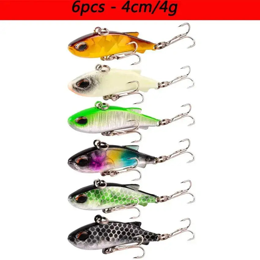 6-piece slow minnow lures set in assorted colors, perfect for attracting fish during various fishing conditions