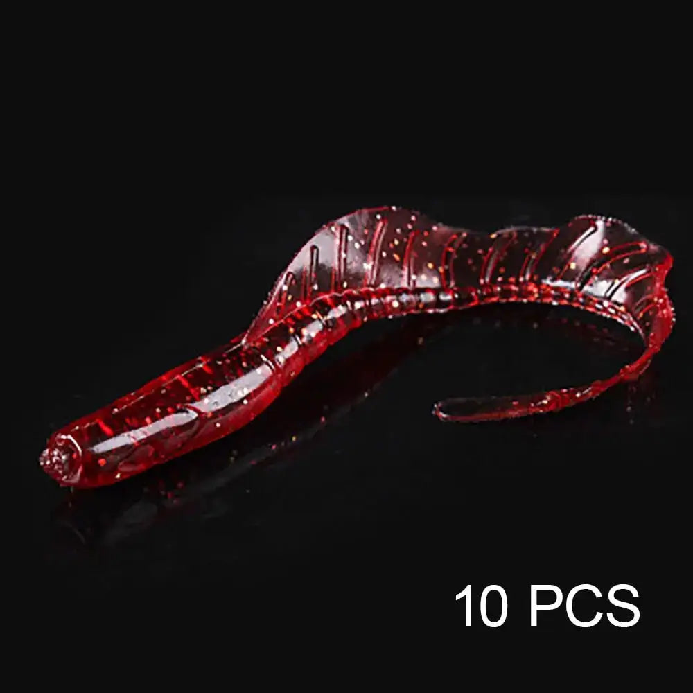 Red soft bait for bass fishing with a sleek design, ideal for attracting big catches
