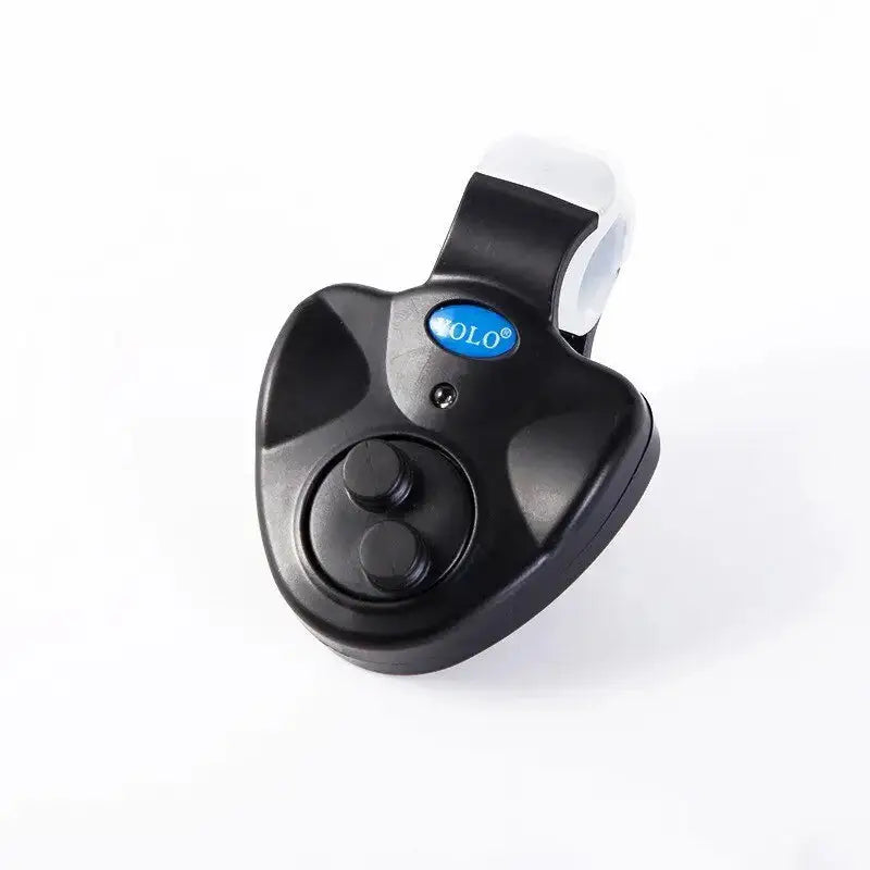 Audible fishing alarm in black with adjustable clip for detecting fish activity