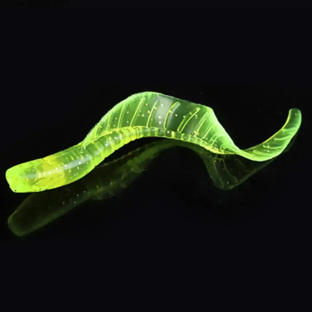 Translucent, segmented, yellow-green worm.