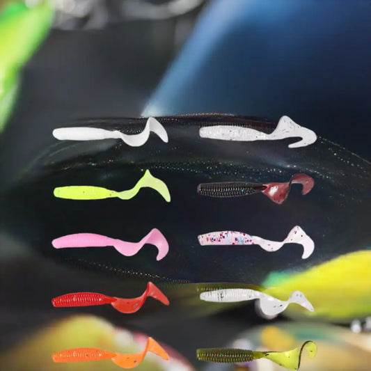 100 Pcs Silicone Curly Tail Worms for Fishing - Fishing Lures