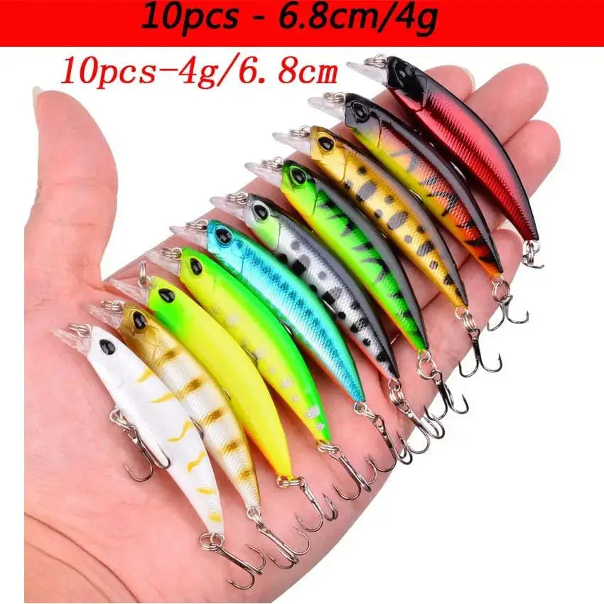 Colorful fishing lures with hooks.