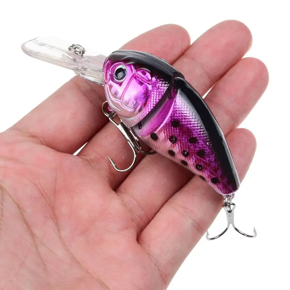 Pink and black fishing lure.