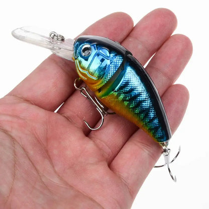 Colorful fishing lure with hooks.