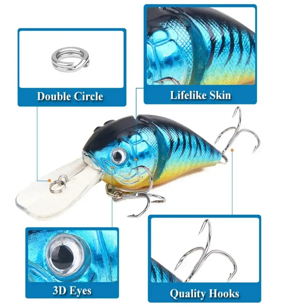 Blue and yellow fishing lure.