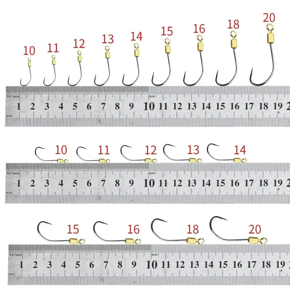 Fishing hook size comparison.