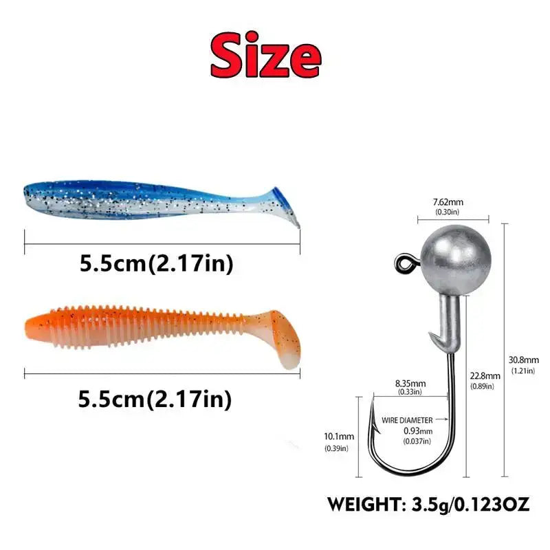 Fishing lure dimensions and weight.