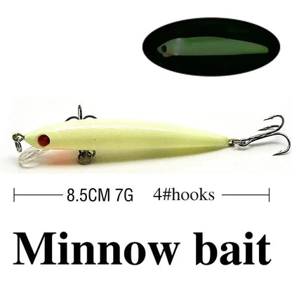 Glow-in-the-dark minnow fishing lure.