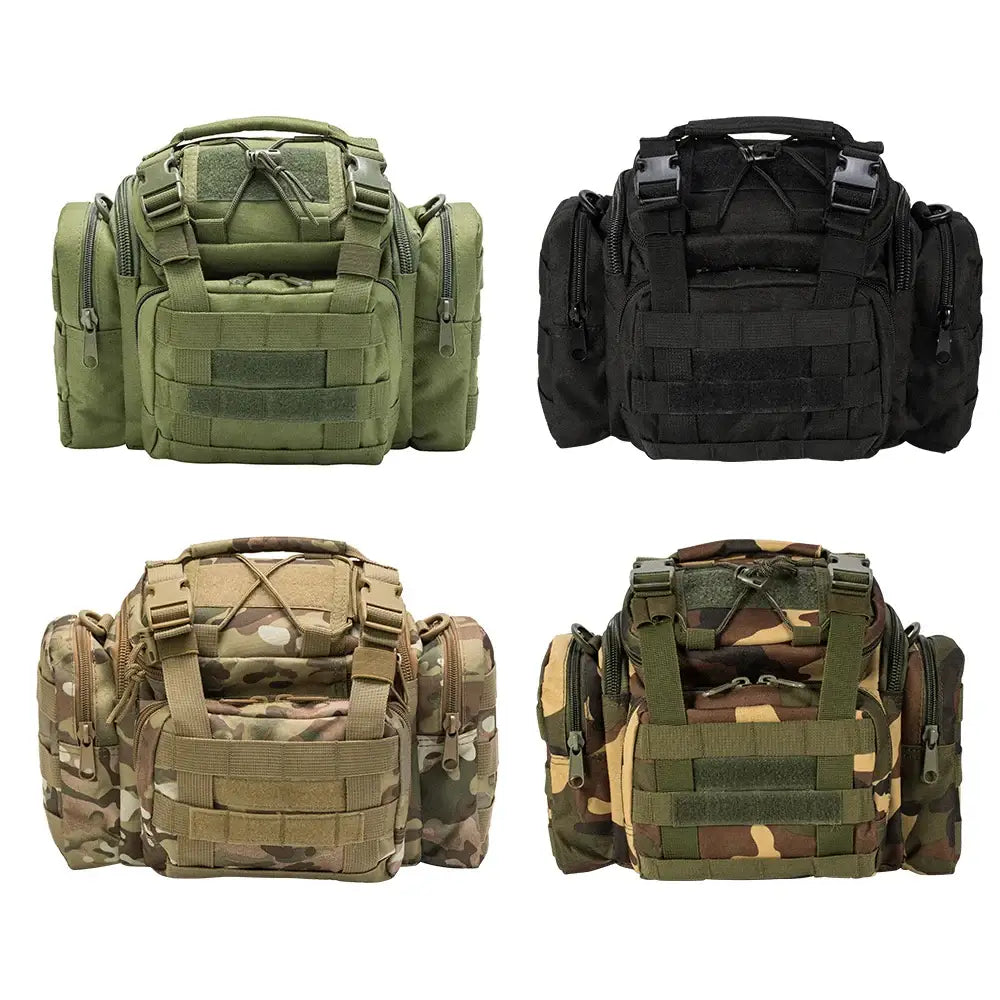 Four tactical waist packs.