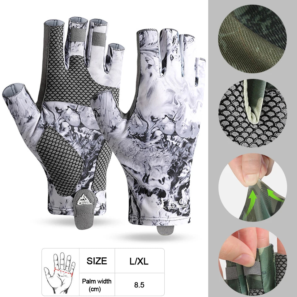 LOOGDEEL Half Finger Fishing & Cycling Gloves - Anti-Slip, Breathable