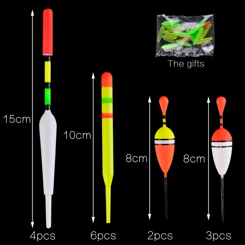 15pcs Fishing Bobber Set - Mix Sizes & Colors