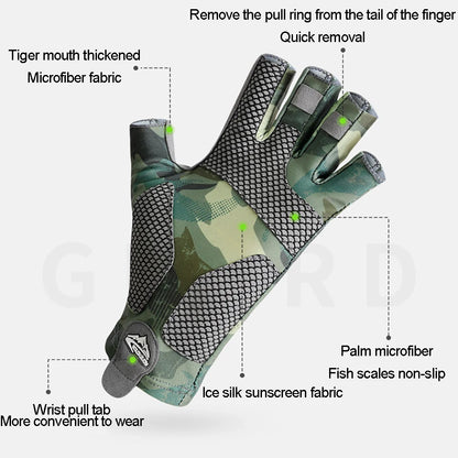 LOOGDEEL Half Finger Fishing & Cycling Gloves - Anti-Slip, Breathable