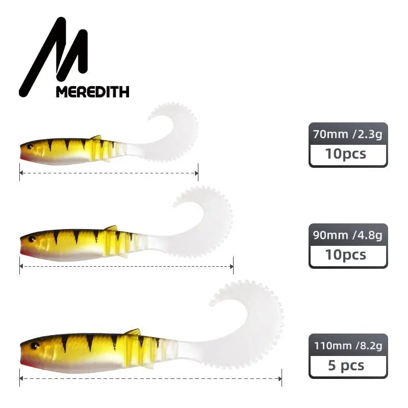 MEREDITH 5pcs Cannibal Curved Tail Fishing Lures