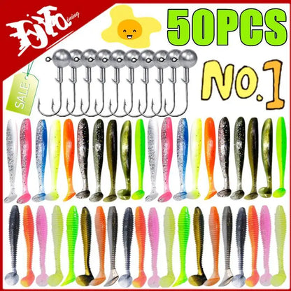 50/30/15PC Soft Fishing Lures Kit - Silicone Bait Set