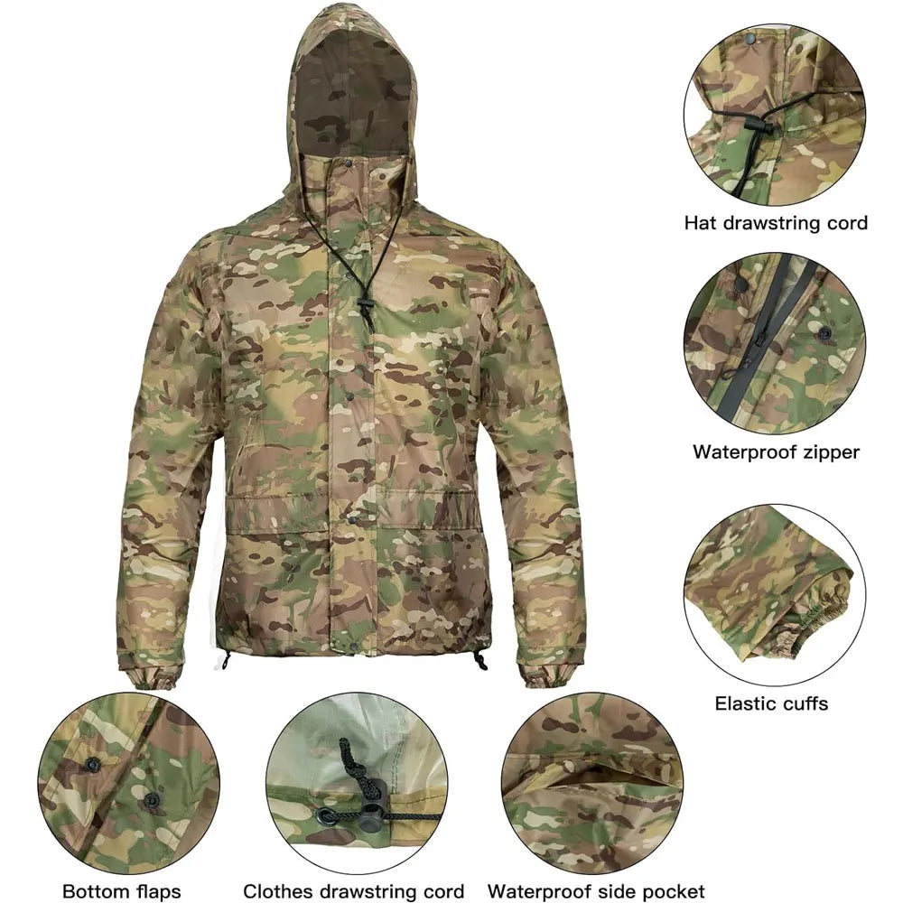 Camouflage Rain Suit Set Waterproof Goos for Fishing