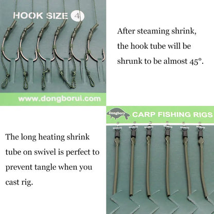 6pcs Braided Carp Fishing Hooklink Rigs