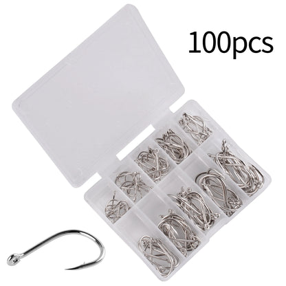 100Pcs Carbon Steel Fishing Hooks Set