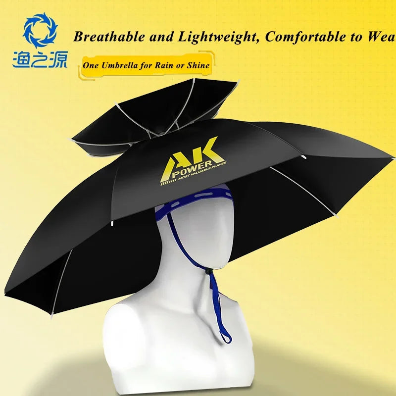 Adjustable Folding Umbrella Hat for Fishing, Gardening, and Golf