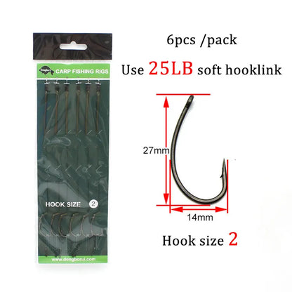 6pcs Braided Carp Fishing Hooklink Rigs