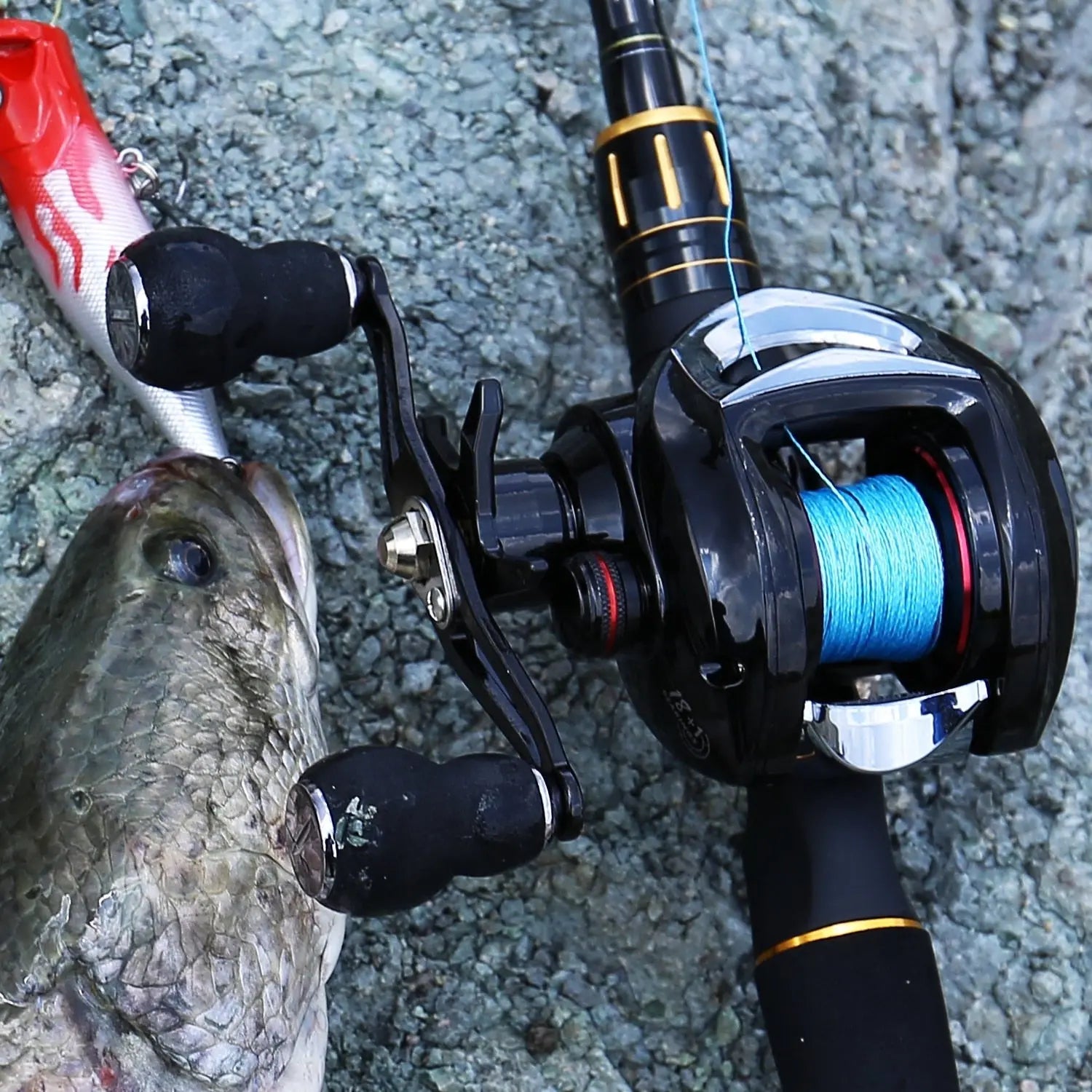 Baitcasting Fishing Reel White Black-The Fishing Gear Shop