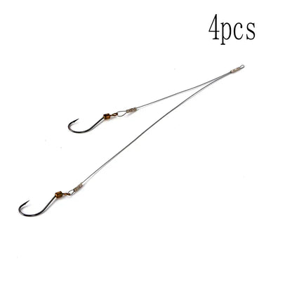 4pcs Steel Wire Leader with Swivel Fishing Line