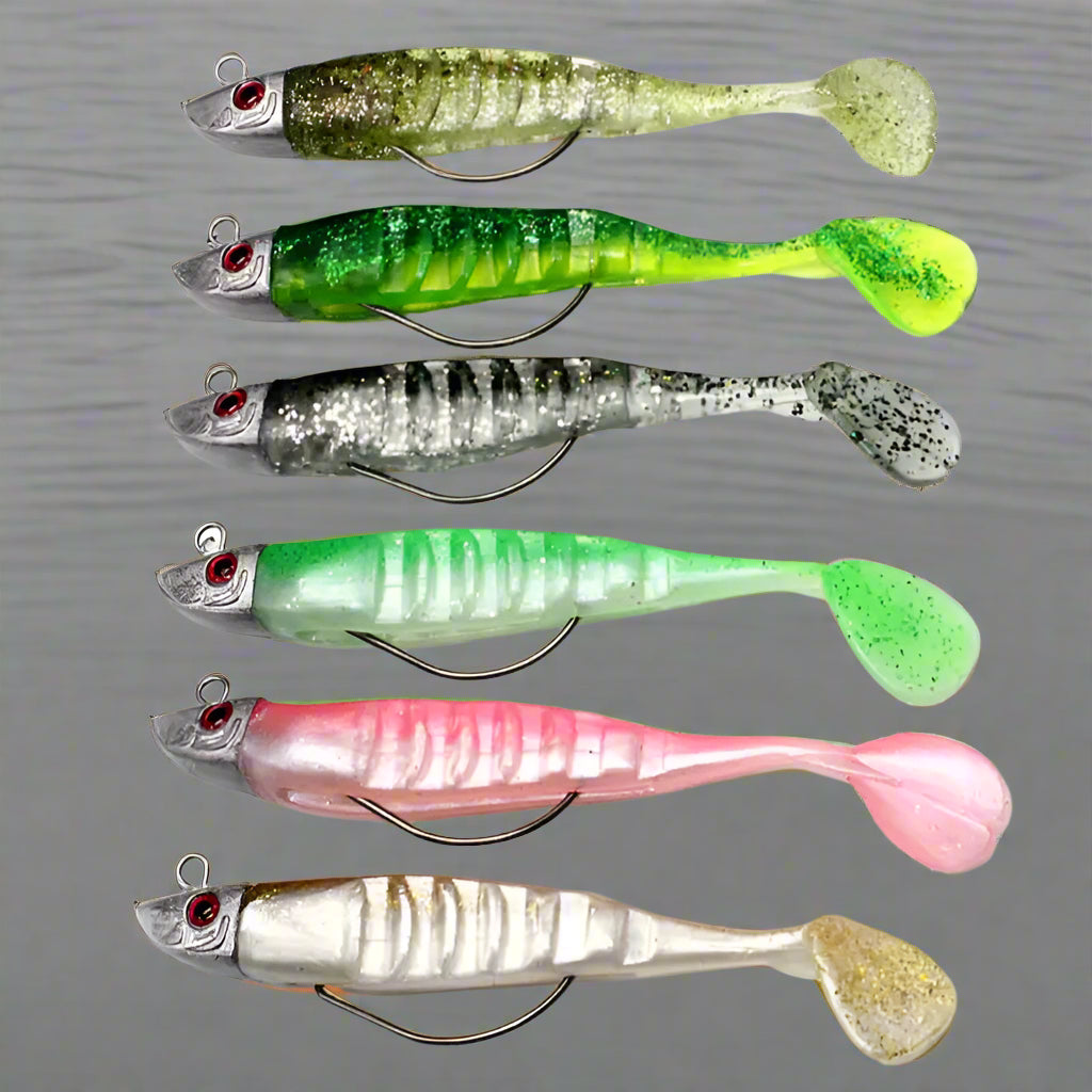 9cm Soft Vinyl Paddle Tails Fishing Lure Kit - 6 Colors