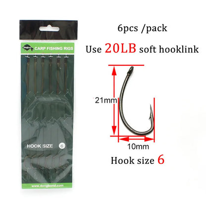 6pcs Braided Carp Fishing Hooklink Rigs