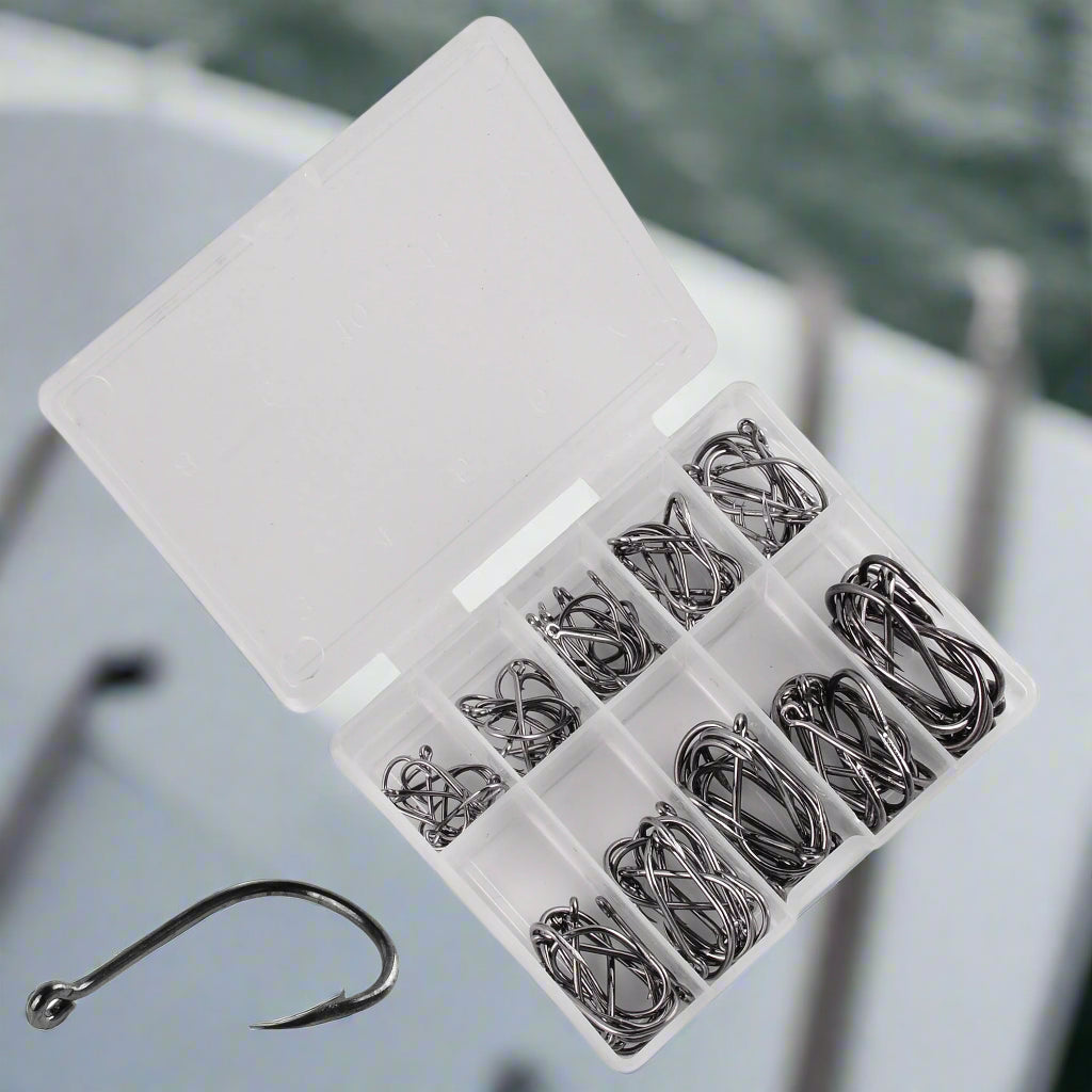 100Pcs Carbon Steel Fishing Hooks Set