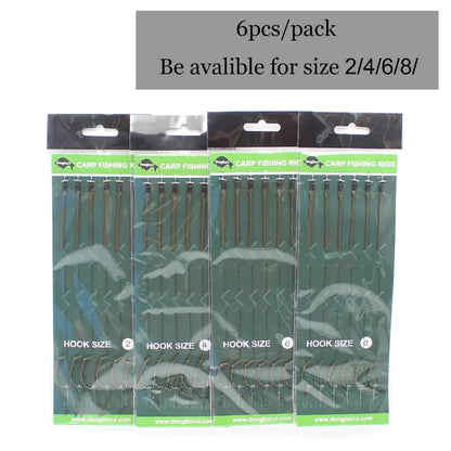 6pcs Braided Carp Fishing Hooklink Rigs