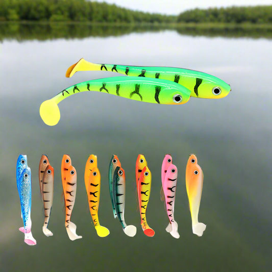 3D T-Tail Soft Bait Lure - 5pcs 65mm Silicone Wobblers