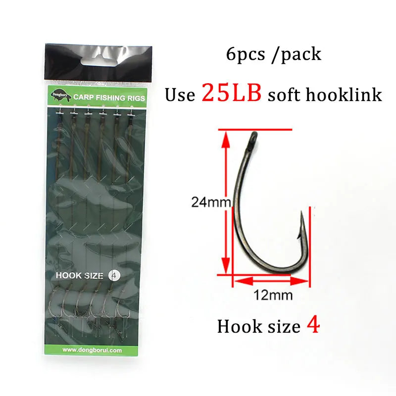 6pcs Braided Carp Fishing Hooklink Rigs