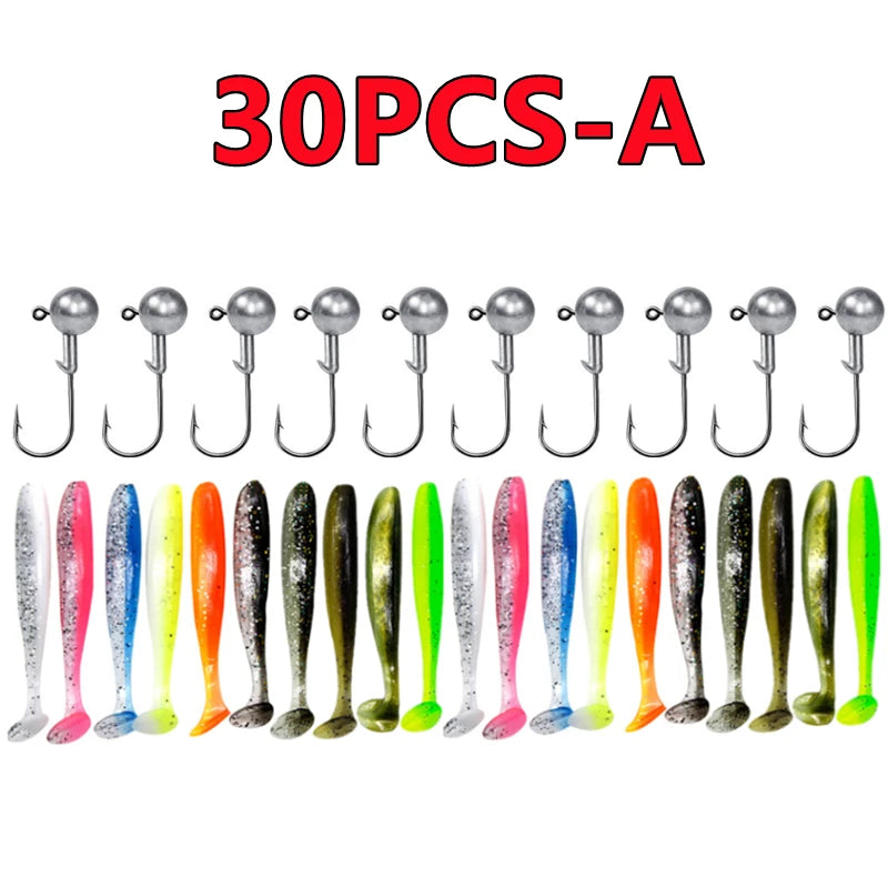 50/30/15PC Soft Fishing Lures Kit - Silicone Bait Set