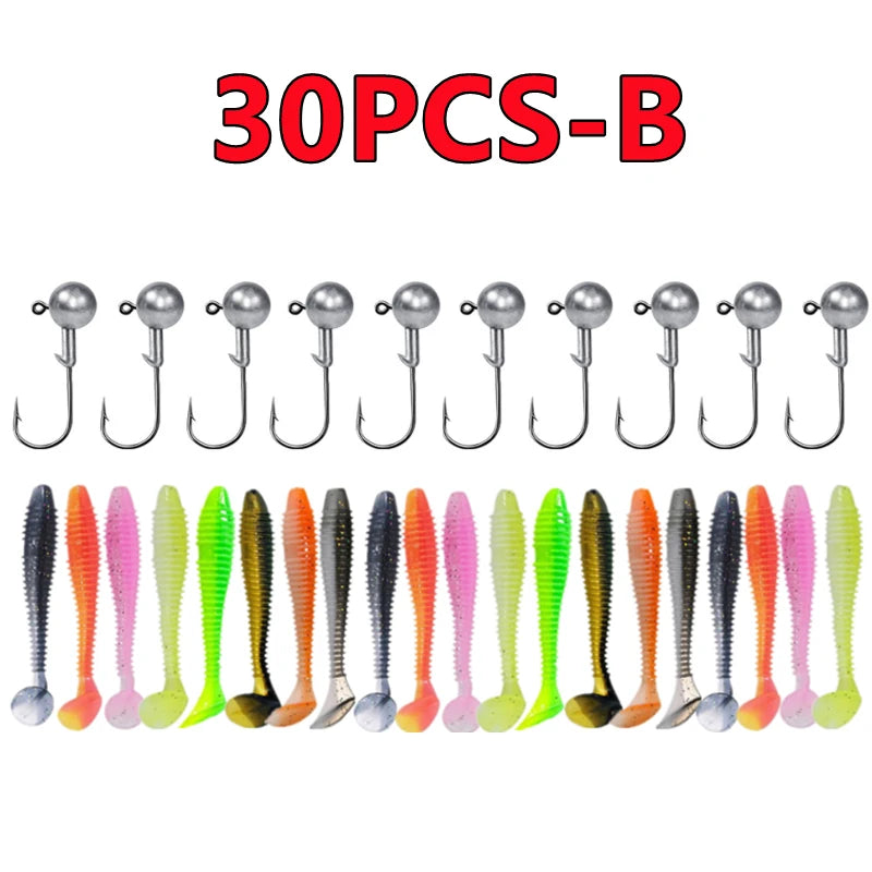 50/30/15PC Soft Fishing Lures Kit - Silicone Bait Set