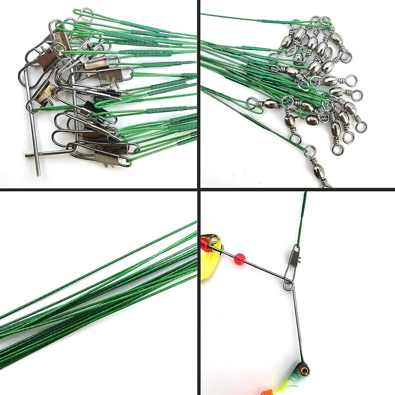 Durable Steel Fishing Leaders with Swivel