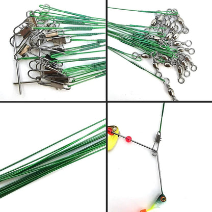 Durable Steel Fishing Leaders with Swivel