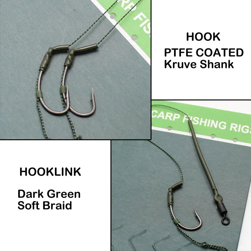 6pcs Braided Carp Fishing Hooklink Rigs