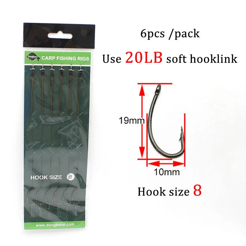 6pcs Braided Carp Fishing Hooklink Rigs