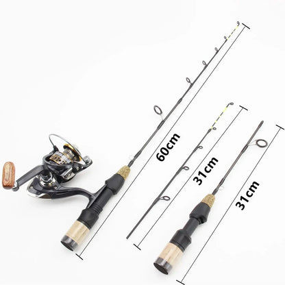 60cm Lightweight Carbon Ice Fishing Rod with Reel