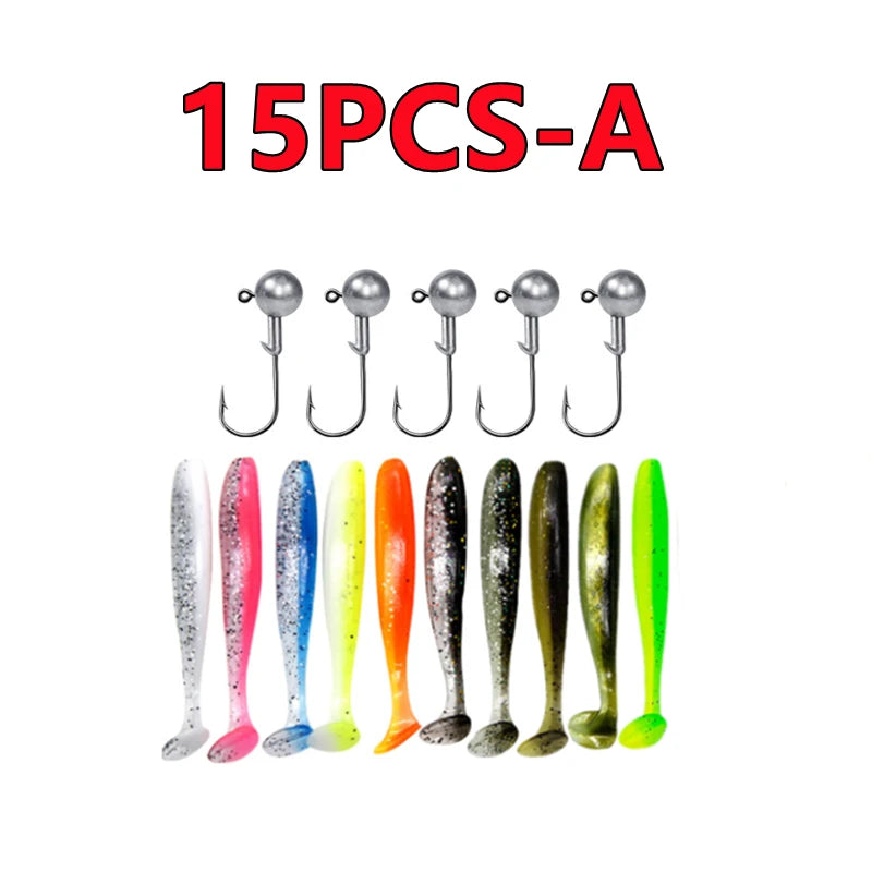 50/30/15PC Soft Fishing Lures Kit - Silicone Bait Set